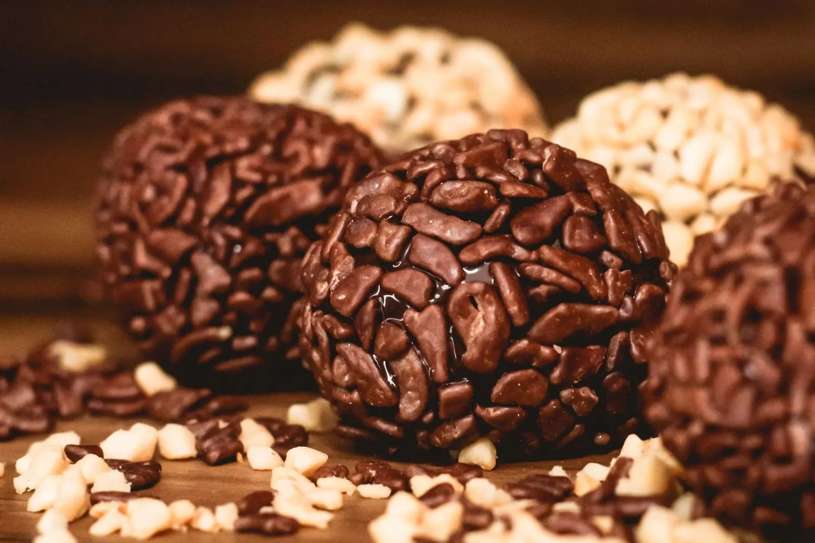 Chocolate brigadeiro truffles rolled in sprinkles