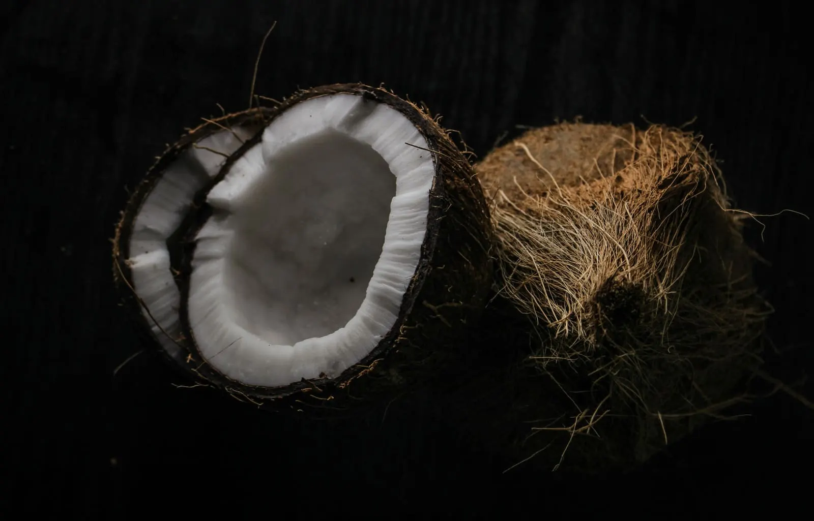 A freshly opened coconut